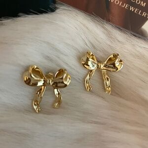 PAVOI 14K Gold Plated Bow Stud Earrings